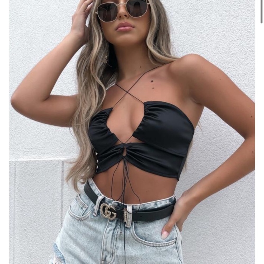 NWT white fox boutique crop top